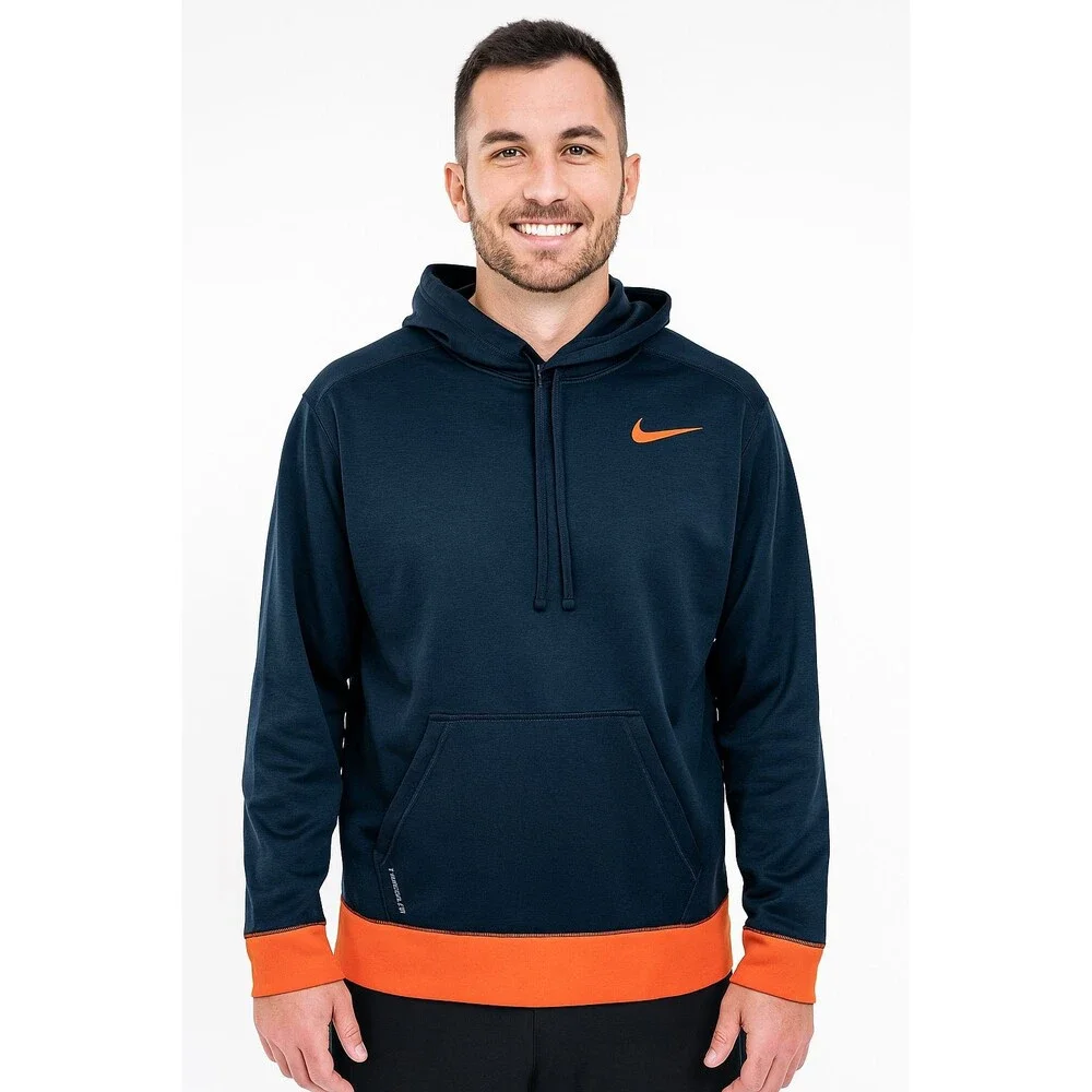 Nike Hoodie Adult Sz M Blue/Orange Therma-Fit Hoodie Running Workout Mens